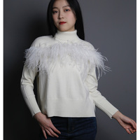 Pull en laine tricoté à plumes Tyan haut de gamme, design élégant, manches longues, coupe ajustée pour femme, collection printemps
