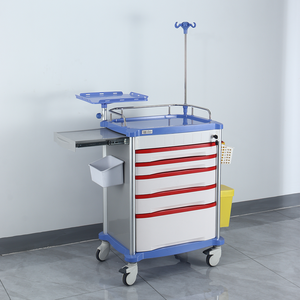 <span class=keywords><strong>Chariot</strong></span> médical <span class=keywords><strong>d</strong></span>'<span class=keywords><strong>urgence</strong></span> multifonctionnel en plastique ABS certifié CE ISO, 5 tiroirs, 750 mm - Product Image 1