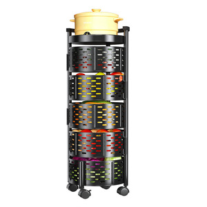 Étagère de rangement métallique multifonctionnelle à 360 degrés, écologique, noir/blanc, pour fruits et légumes, panier multi-niveaux pour cuisine - Product Image 5