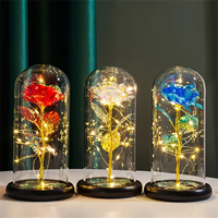 Fleurs pour la Fête des Mères, la Graduation, Noël, Cadeaux pour Maman, Anniversaire Femme, Rose Galaxie Éternelle Faite à la Main sous Dôme en Plastique (Sans)