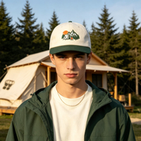 Casquette unisexe personnalisée par le fabricant, 6 panneaux, bicolore, avec patch brodé vintage, visière plate, pour la mode urbaine et l'extérieur, en tissu courant