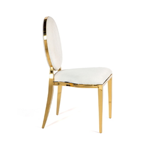 Silla elegante dorada de acero inoxidable acolchada de lujo para banquete y uso de boda con silla de cena moderna de metal blanco Moden - Product Image 4