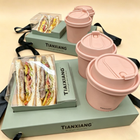 Boîte d'emballage personnalisée pour combo fast-food, sandwich, gobelet à café, ensemble de contenants à emporter, boîte repas pour petit-déjeuner