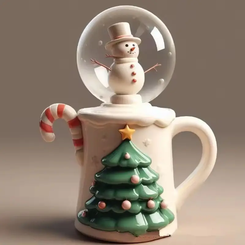 Cartone animato tazza di ceramica con acqua Glitter globo di neve tazza di tè acqua
