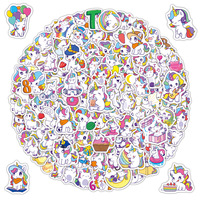 100Pcs Stiker Vinyl Unicorn Lucu, Stiker Kartun Tahan Air dengan Lapisan Mengkilap untuk Laptop, Koper, Skateboard, Notebook, Kerajinan DIY