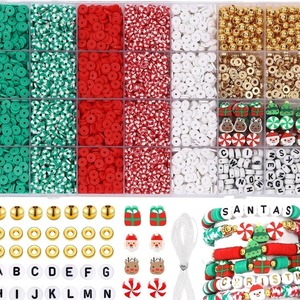 Christmas Polymer Clay Jewelry Kit Letter Beads DIY Bracelet Making Craft Supplies Handmade Decorative Elements - Product Image 2