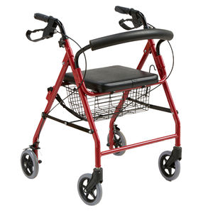 Medical Rollator Walker Ruedas de 6 pulgadas Marco de acero duradero Peso ligero Soportes modernos Asiento plegable de 350 libras Muebles para personas mayores - Product Image 6