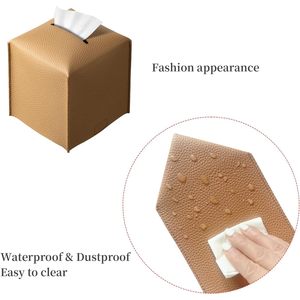 Boîte à mouchoirs carrée en cuir PU, organisateur moderne, support à mouchoirs en forme de cube de 5,34 pouces pour la décoration de la maison et du bureau - Product Image 3