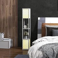 Lampadaire colonne moderne à 3 niveaux avec étagères, pour coin étroit, table de chevet, éclairage intégré, avec fonction de rangement et de présentation