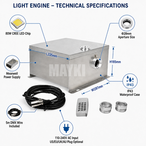 Kit di Illuminazione a LED per Piscina con Fibra Ottica, Luce Bianca Calda Scintillante, 40W/80W, DMX, Cambio Colore - Product Image 4