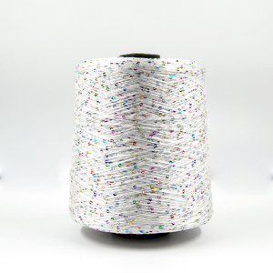COOMAMUU <strong>Sparkling</strong> White Colored Sequin <strong>Yarn</strong> for Hand Knitting Blend <strong>Yarn</strong> Polyester Acrylic Material - Product Image 1