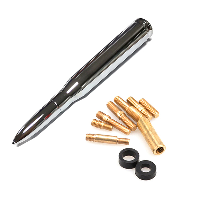 Vehicle Bullet Antenna, Universal Car Antenna on the Top, Mirror Polished Durable signal Receiving Antenna Silver and Black