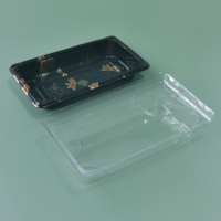 Boîte à sushi jetable en plastique avec couvercle, emballage de vaisselle à emporter pour les plats à emporter