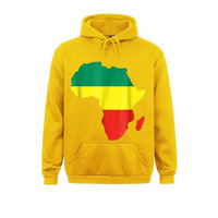 Sudadera con Capucha Personalizada de Manga Larga para Hombre, Talla Grande, Estilo Africano Reggae, Color Verde, Amarillo y Rojo, Divertida Sudadera Rasta