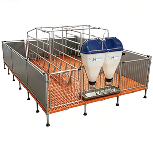 <span class=keywords><strong>Lit</strong></span> de nurserie pour porcelets avec mangeoire double face en acier inoxydable, clôture en PVC galvanisé à chaud et sol en plastique - Product Image 5