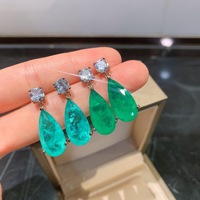Boucles d'oreilles en forme de larme Paraiba pour femmes, tourmaline, zircon bleu, pierre fusionnée, bijoux, boucles d'oreilles pour femmes, cadeau de la Saint-Valentin