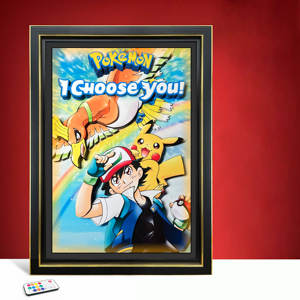 Cadre photo rectangulaire 3D stéréoscopique 35x28cm à découpe papier, impression numérique, thème Pokémon Anime, personnalisable – Meilleures ventes - Product Image 1