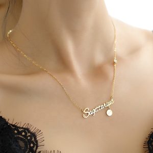 Collar con colgante de <span class=keywords><strong>horóscopo</strong></span> de oro de 18 quilates para mujer, acero inoxidable sin deslustre con 12 signos del zodiaco, abalorio de circón para fiestas - Product Image 3