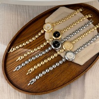 Montre femme minimaliste haut de gamme, cadran rond, montre bracelet chaîne perles grains dorée