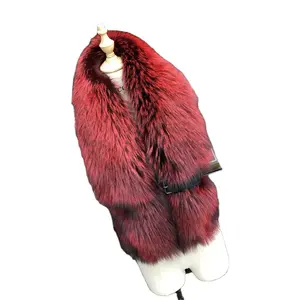 MWFur Fashion Hand Made Scarf MS.minshu Fox Fur Shawl Fashion Women Winter Fox Fur Scarf With Leather Belt Closure