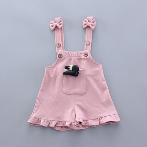 Abbigliamento Estivo per Bambine, Set Due Pezzi Alla Moda con T-shirt in Cotone e Salopette, Logo Personalizzabile - Product Image 5