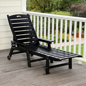 Chaise longue en HDPE pour l'extérieur, dossier réglable en 4 positions, mobilier de piscine et de patio - Product Image 5