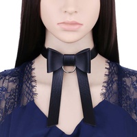 Collier en cuir avec nœud papillon, accessoire de mode Punk et gothique