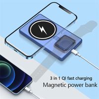 Banques d'alimentation sans fil magnétiques chaudes 5000mah Powerbank Mini batterie magnétique arrière Ultra mince batterie externe pour i Phone Watch 2023 nouveau