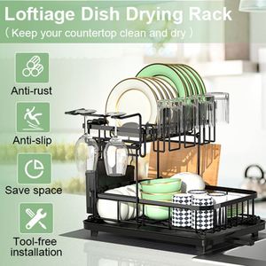 Escurridor de Platos de 2 Niveles, Escurridor Multifuncional con Bandeja de Drenaje para Encimera de Cocina - Product Image 3