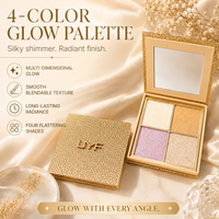 Palette de poudre pressée illuminatrice personnalisée, fabricant de cosmétiques OEM, haute qualité, 4 couleurs nacrées, hautement pigmentées, marque privée