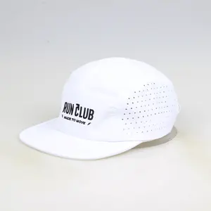 Wholesale Quick Dry Breathable Custom Logo Mesh Caps Cycling Camp Running blank plain 5 panel unstructured camp cap hat