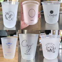 Gobelets en plastique jetables écologiques avec logo personnalisé, couvercle transparent en forme de U, 9 oz, 22 oz, gobelet simple paroi givré pour dessert, café, lait, thé
