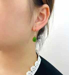 SGARIT Luxury 18K Gold <b>Drop</b> <b>Earrings</b> with Oval Cut Natural Hetian Nephrite Jade Translucent Stone NGTC Certified Size 10x13mm - Product Image 6