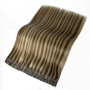 Extensions de <span class=keywords><strong>cheveux</strong></span> humains à clips brun foncé, invisibles, double épaisseur, vierges Remy, bouclées naturelles, ondulées - Product Image 2