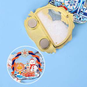 Imán de nevera personalizado con forma de Harbin, giratorio, luminoso, de metal, estilo Art Deco, ecológico, con diseño de mundo de hielo y nieve, para turismo urbano. - Product Image 4