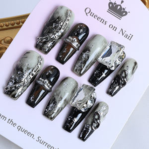 Ongles artificiels de luxe en acrylique, faits à la main, réutilisables, longs, mats, vente en gros - Product Image 2