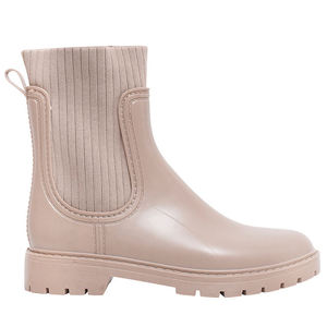 Apricot Waterproof Winter Rain <b>Boots</b> with PVC Upper Genuine Leather Midsole Arch Support & Pull-On Closure - Product Image 1
