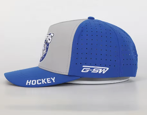 Casquette de baseball en polyester à 5 panneaux avec logo brodé personnalisé en gros, OEM, haute qualité, imperméable, Gorras, découpe laser, trou, fermeture à pression - Product Image 4