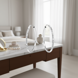 E1928 White Gold <b>Hoop</b> <b>Earrings</b> Classic Unisex <b>Fine</b> Jewelry 10mm Diameter - Product Image 2