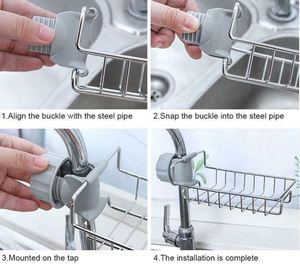 رفوف تخزين مطبخ قابلة للتعديل رف حمام فندقي رف حامل صنبور مطبخ رف - Product Image 6