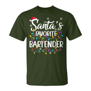 Camiseta navideña con luces navideñas de Santa Favorite Bartender - Product Image 1