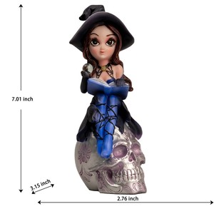 รูปปั้นเรซิ่นรูปนางฟ้าพร้อมลูกแก้ว กระโหลกนั่งตกแต่งฮาโลวีน รายละเอียดประณีต วาดด้วยมือ - Product Image 6