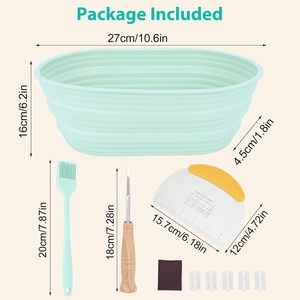 Sourdough Proofing Basket Set 2Pcs Oval <b>Silicone</b> Bread <b>Baking</b> Supplies Sourdough Baskets Complete Bread <b>Baking</b> Kit - Product Image 1