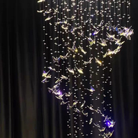 Éclairage décoratif personnalisé Villa Escaliers Hôtel Papillon coloré Led Cristal Longue Escalier en spirale Lustre