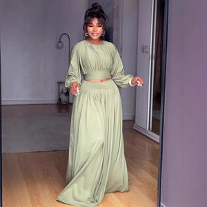 Toptan 2026 Yeni Sonbahar Modası Seksi Zarif Yuvarlak Yaka Uzun Kollu Üst Yarım Etek Kadın Takımları - Product Image 4