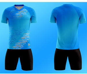 Nouveaux uniformes d'équipe de formation pour enfants, à manches courtes, respirants, légers, imprimés par transfert thermique, en polyester, col en V, pour le sport - Product Image 6