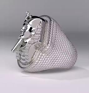 Bague Hip Hop pour homme en or blanc 14 carats de qualité standard avec diamants cultivés en laboratoire pour l'exportation mondiale - Product Image 3