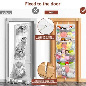 Hanging Stuffed Animal Storage Over Door <b>Large</b> <b>Plush</b> Toy Organizer White Detachable Metal Hook Kids Room Storage Solution - Product Image 5