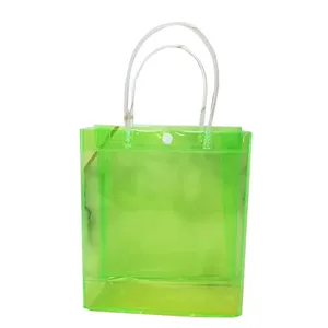 カスタムロゴミニ<span class=keywords><strong>PVC</strong></span>プラスチック透明ショッピングトートギフトバッグ小さなビーチビーチトート半透明ロゴ