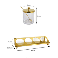 Ensemble de sucrier en verre turc de luxe en métal doré de 300 ml, vente en gros, ensemble de sucrier en acier inoxydable 304 avec cuillère